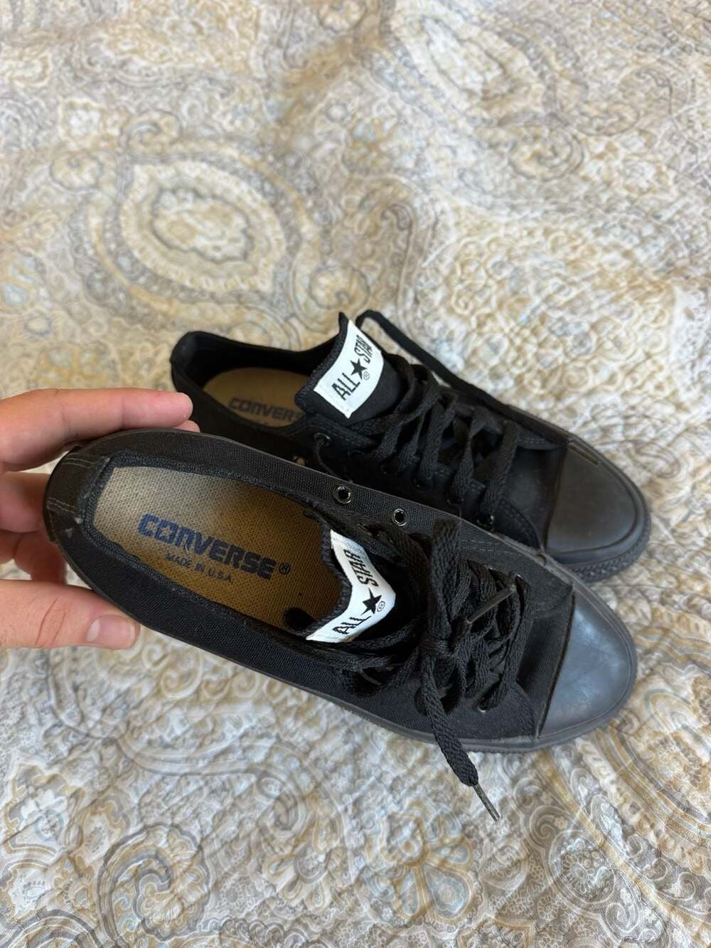Vintage Converse All Star Low Triple Black Sz 6.5 Made in USA